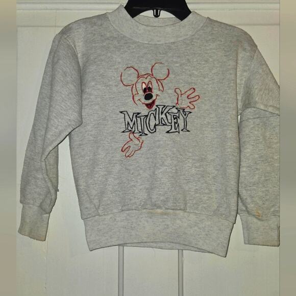 Other - Vintage Kids Embroidered Gray Mickey Mouse Sweatshirt Size M